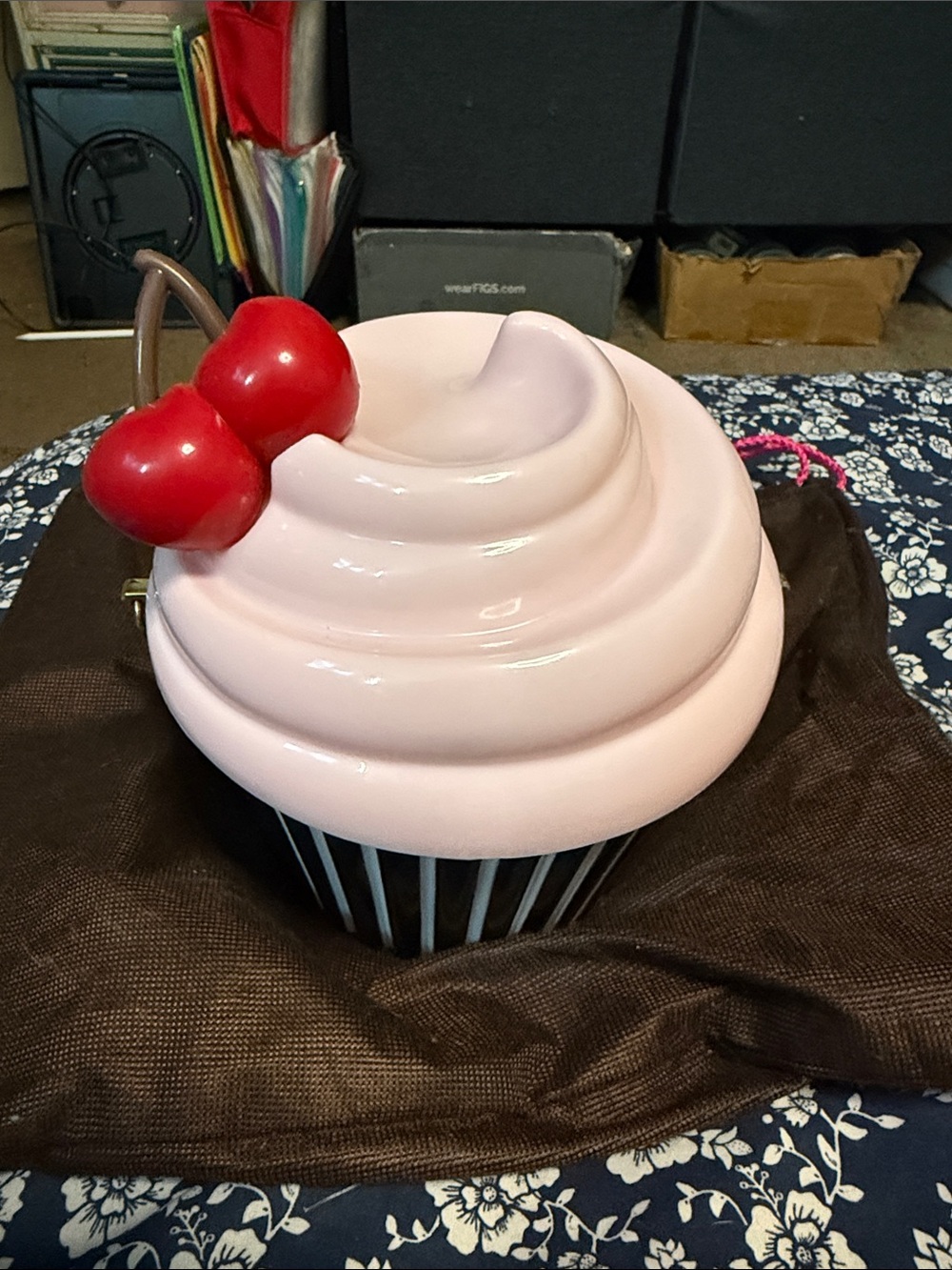 kate spade Pink Cupcake Mini Bag with Red Cherry Accent